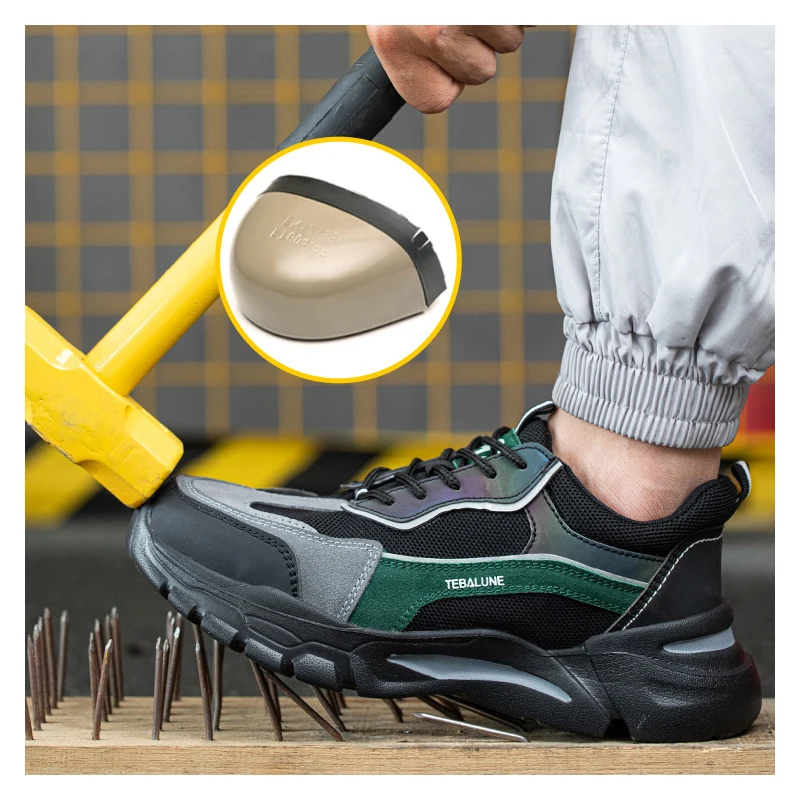 men's fashion steel toe shoes breathable summer safety shoe worker platform security boots tooling safe work sneakers protection