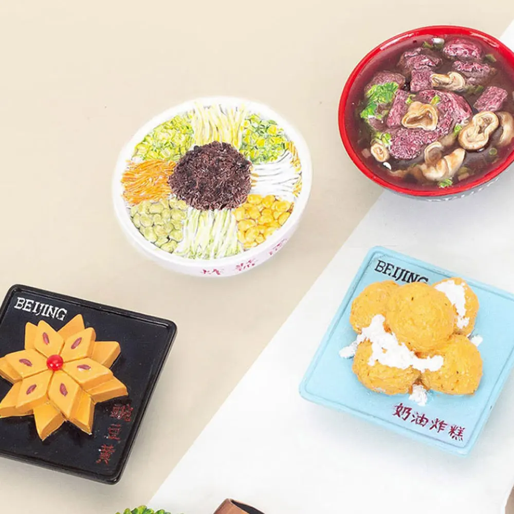 Hot Pot Nudeln mit gebratener Bohnenpaste Touristen-Souvenir Lebensmittel-Kunstdesign Heimdekoration Kühlschrankmagnet Kühlschrankdekoration