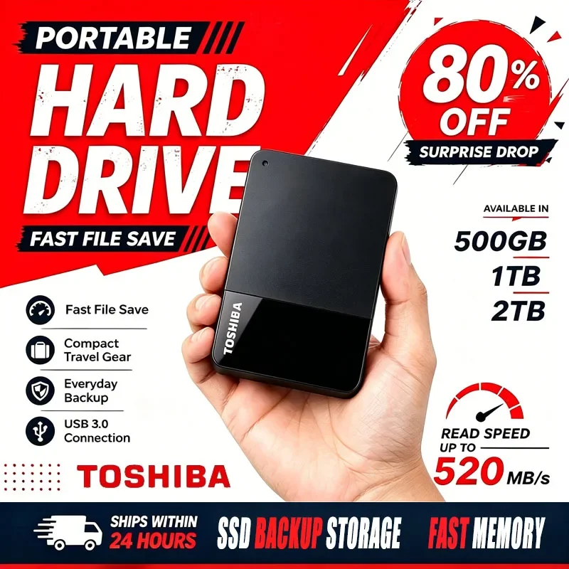 2026 For Toshiba Canvio Ready B3 USB 3.0 Portable External Hard Drive - 4TB 2TB 1TB 2.5 Inch Hard Disk for Laptop Mac/Android