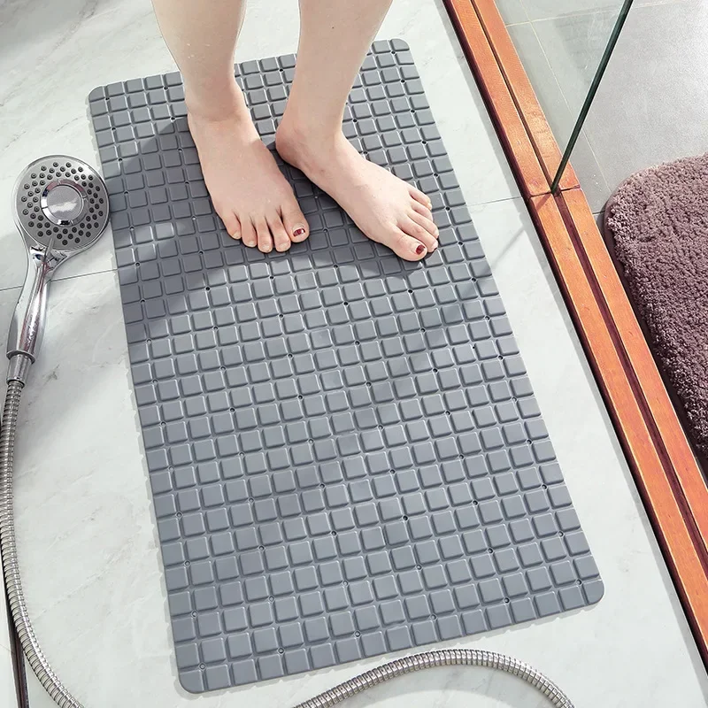 1 Pcs Non-Slip Bath Mat Safety Shower TPE Bathroom Mat with Drain Hole Plastic Massage Foot Pad Bathroom Accessories Set