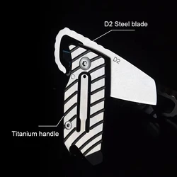 High Hardness D2 Steel Blade Titanium Folding Knife Mini Key Pendant EDC Pocket Paring Knife  Express Sharp Outdoor Tool Gift