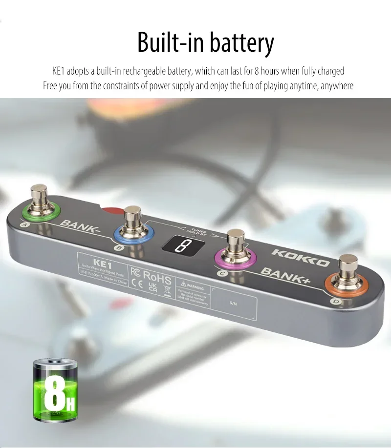 Kokko KE1 Multi-Functional Guitar Effects Processor 36 Presets 6 Effect modules Noise Reduction Boost Modulation Delay Reverb