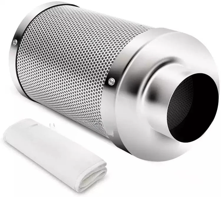 Cylindrical Activated Carbon Filter - 4/6/8 Inch Air Purifier for Greenhouse Plant Tent & Grow Room Ventilation