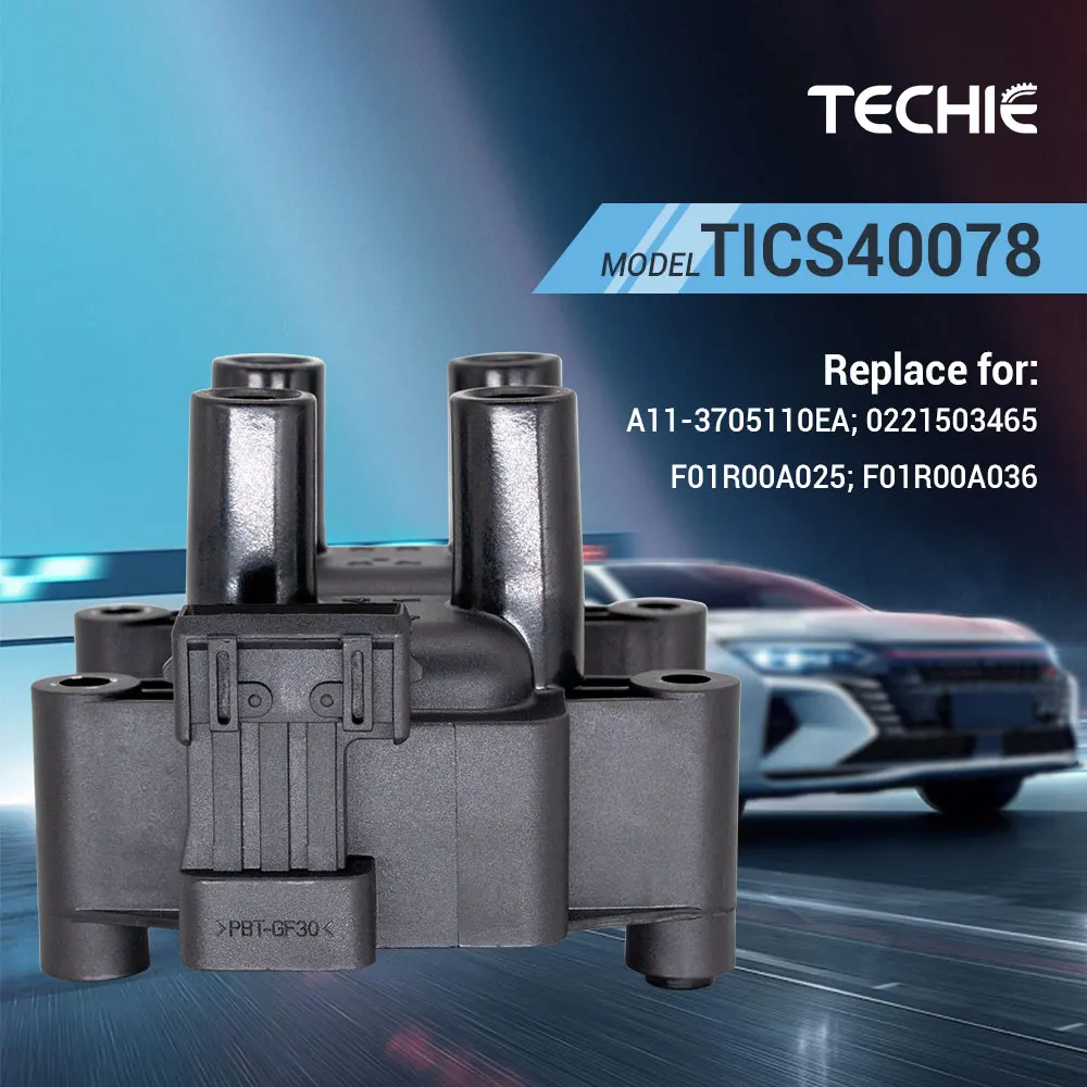 

1 шт. катушка зажигания TICS40078 замена для Chery A11 Geely A11-3705110EA 0221503465 F01R00A025 F01R00A036
