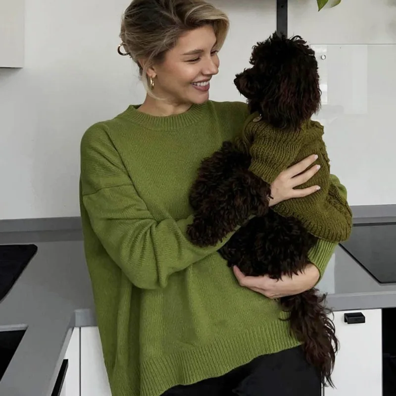 

Tuularose женский модный свитер, элегантный шикарный однотонный повседневный вязаный пуловер большого размера, весенне-осенний винтажный женский свитер