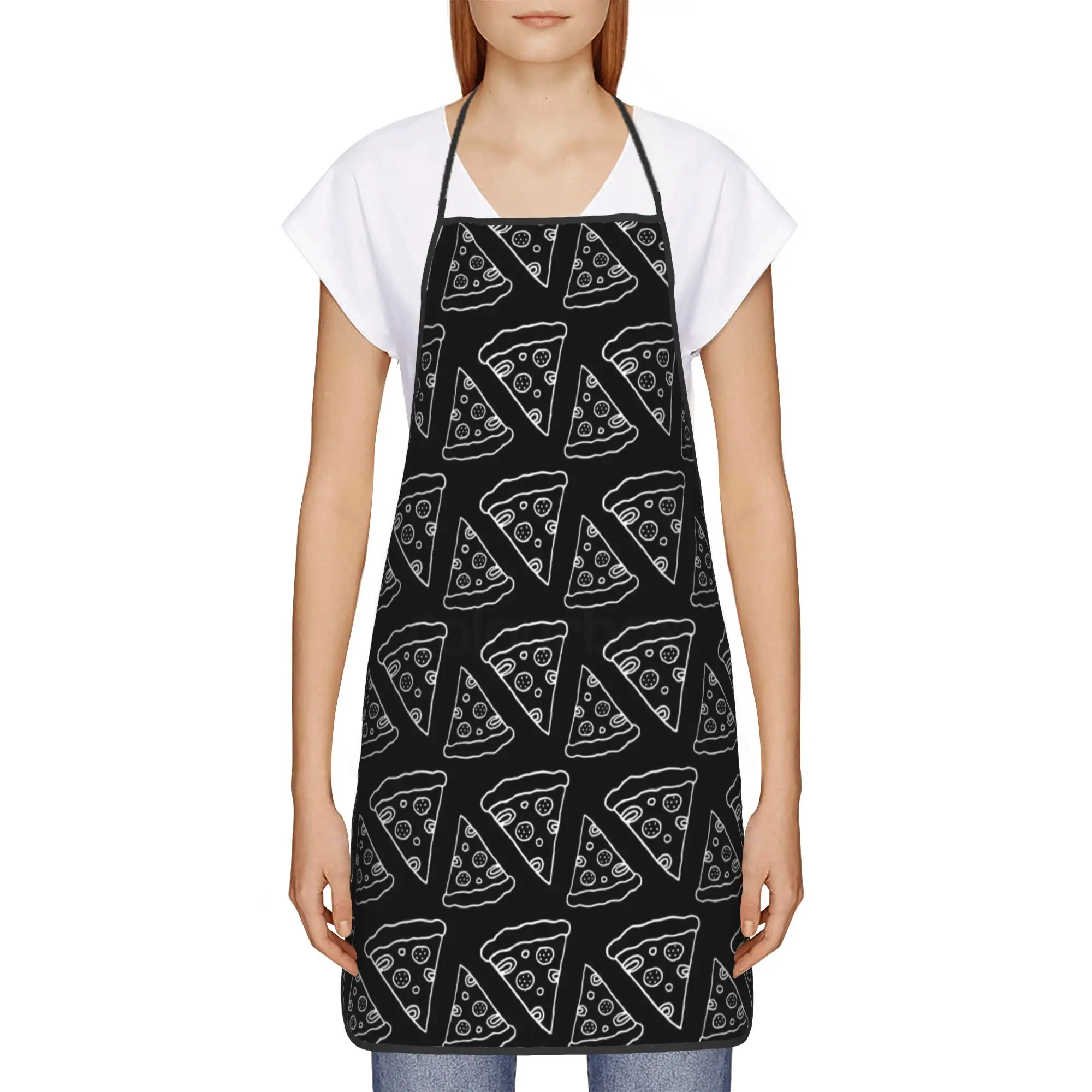 

Delicious Pizza Cartoon Pattern Baking Apron Water & Oil Resistant Adjustable Baking Aprons for Women Men Chef