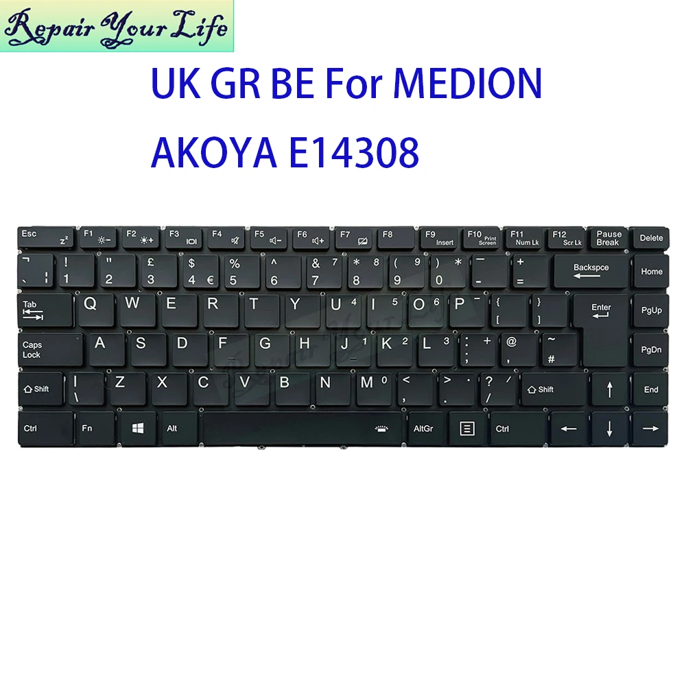 UK German Belgium Keyboard Backlit For MEDION AKOYA E14308 MD64030 Notebook Backlight Keyboards GB Euro Belgian AZERTY Teclado