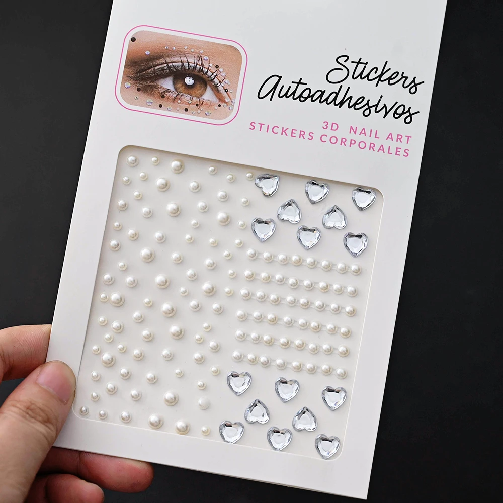 1 Blatt Stern & Mond Gesicht Edelsteine Juwelen Aufkleber Herz glänzende Strass Augen Make-up temporäre Tattoos Dekoration für Musik Festival – Detail 12