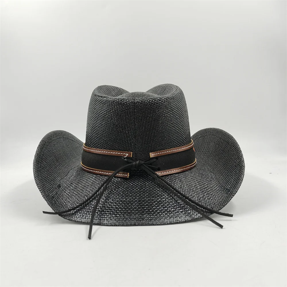 Embroidered Patch Woven Paper Straw Cowboy Hat Men's Jazz Straw Hat Panama Western Cowboy Hat Fashion Travel Hat Knight Hat