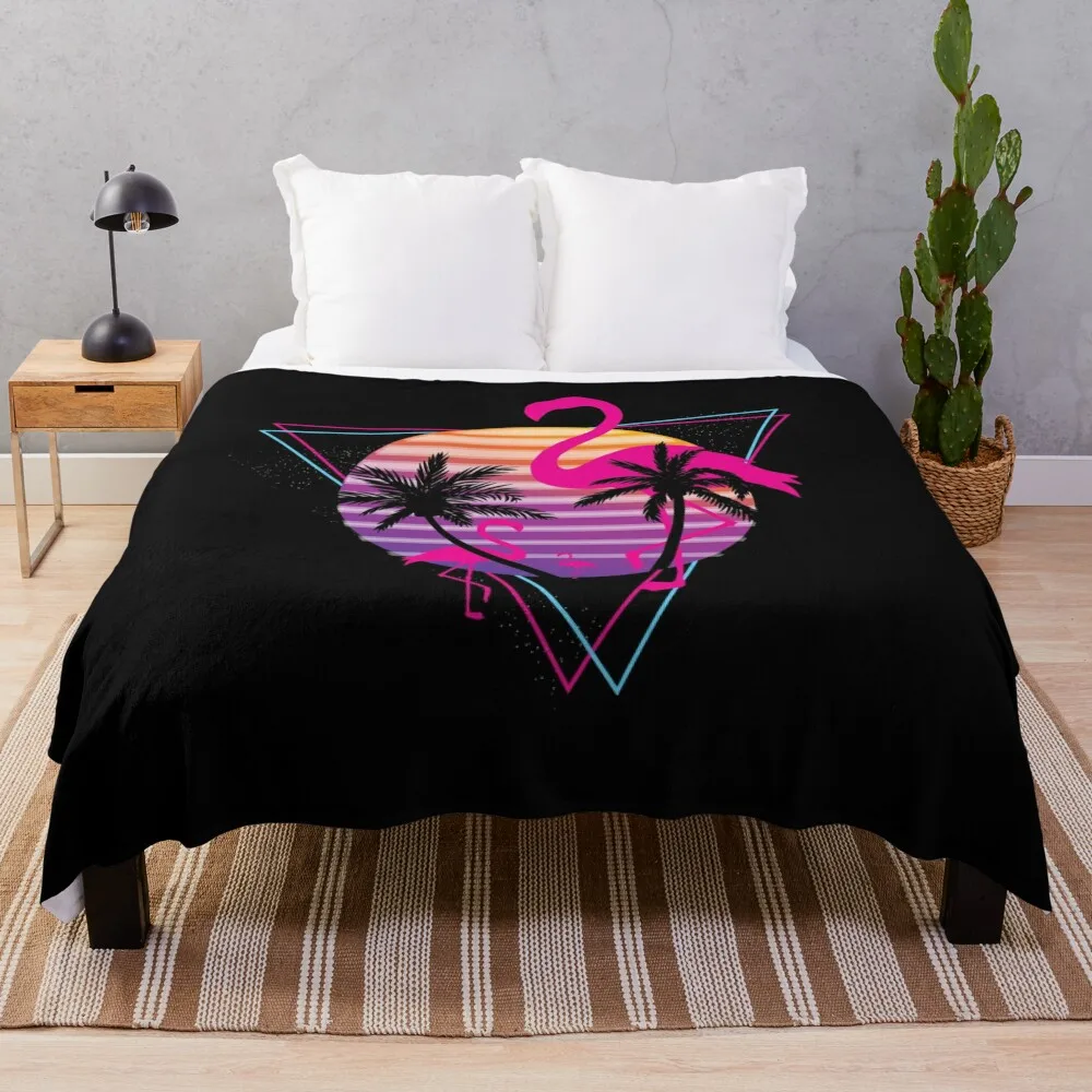 

Flamingo Retrowave Throw Blanket Thins Designers Cute Blankets