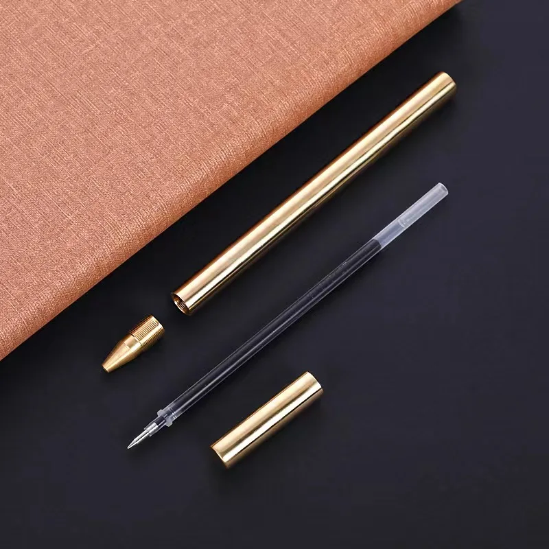 Retro Pure Brass Ballpoint Pen Fine Body Signature Rollerball Pens Gift Writing School Students Office Metal Stationery Supplies