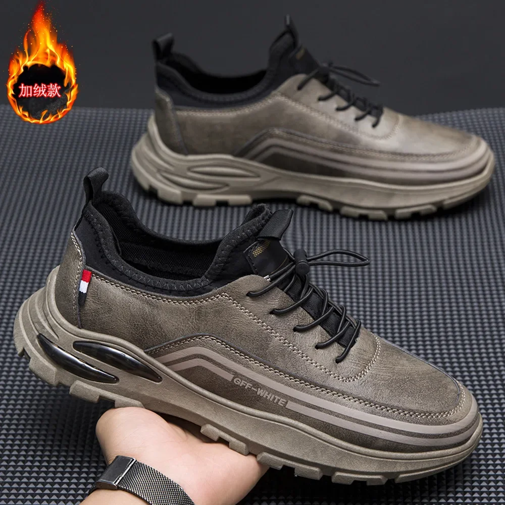Men\'s Shoes Autumn Winter Men\'s Sports Shoes Casual Men\'s Low Top Breathable Casual Shoes Plush and Warm Men\'s Boots