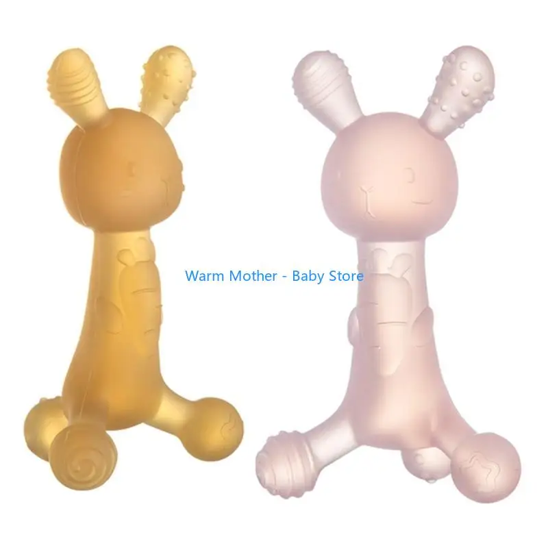 かわいいウサギの赤ちゃんの歯研ぎスティック赤ちゃんの咬傷防止手おしゃぶり 3 か月以上 57QE