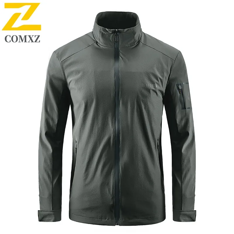 

COMXZ 2025 весенне-осенняя тонкая мужская куртка с воротником-стойкой, ветрозащитная дышащая куртка для верховой езды, высококачественное эластичное четырехстороннее пальто