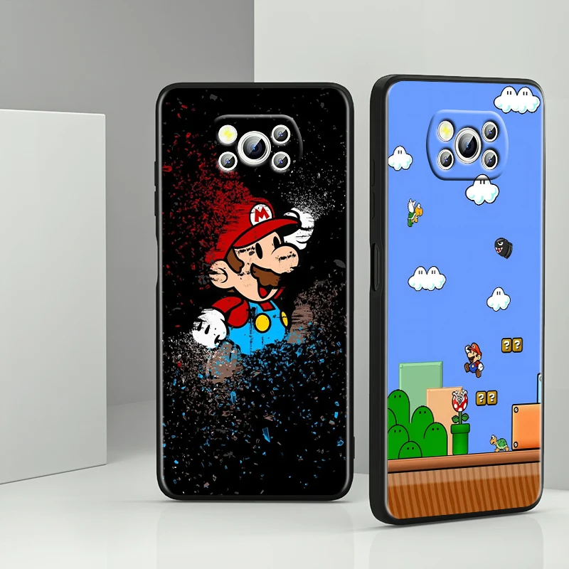 Cartoon Game Super M-Marios For Xiaomi Mi Poco F5 F4 F3 F2 X5 X4 X3 M6 M5 M5S M4 M3 C40 Pro GT NFC 5G Black Funda Phone Case