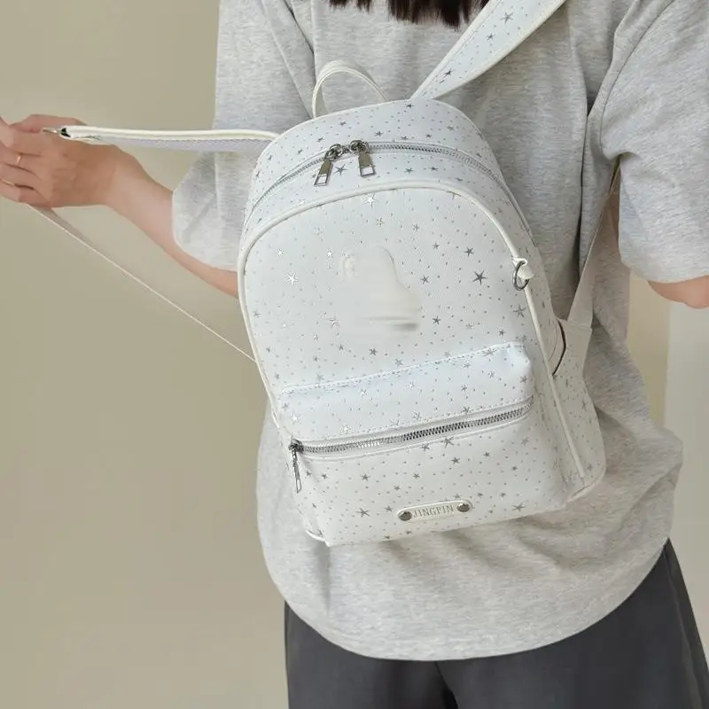 Korean Polka Dot Star Color Block Large Capacity Backpack for Students Cute Appearance Women's School Bag Class Travel Bag