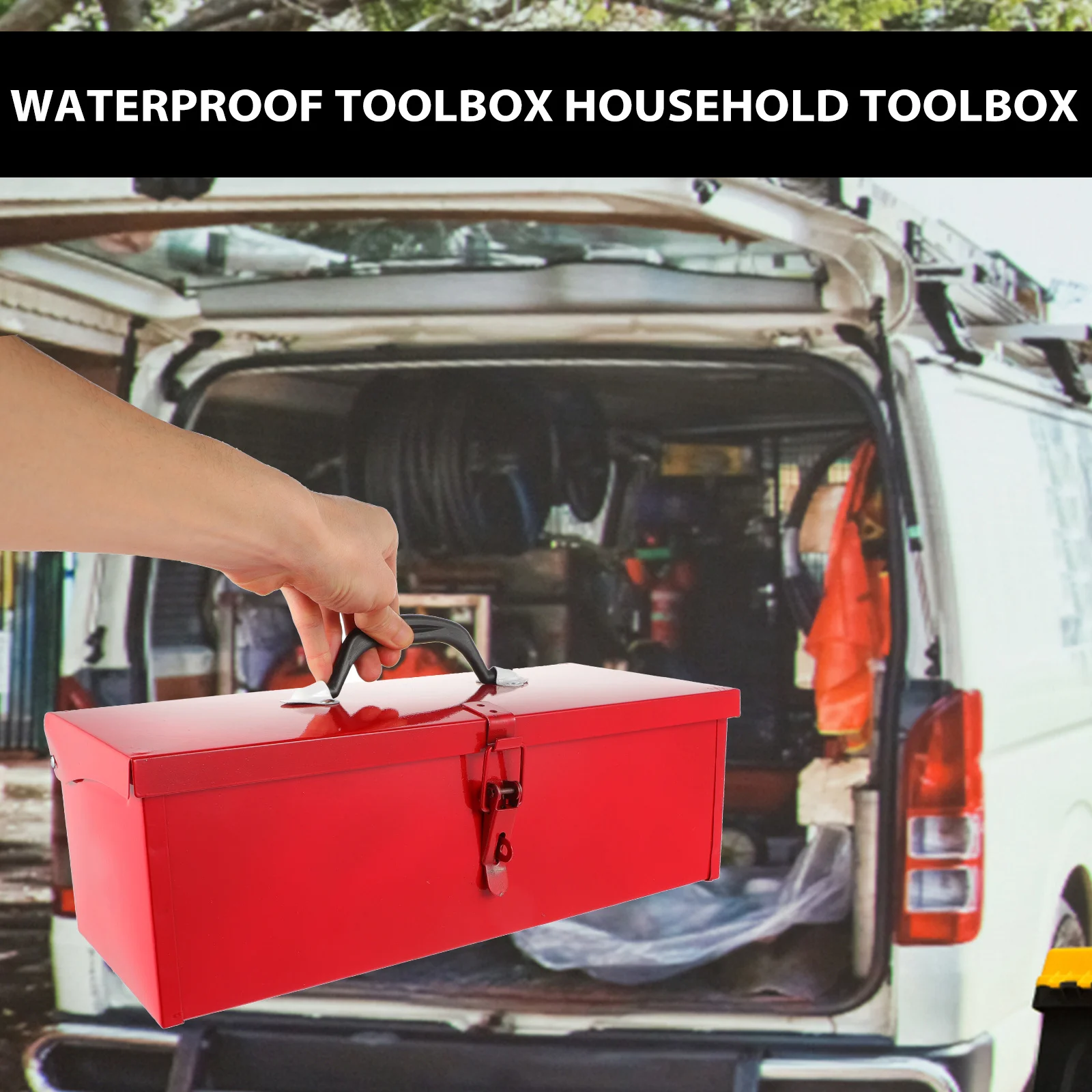 Red Single layer Thickened Iron Toolbox Lightweight Portable Shock resistant Large Capacity Tool Storage Box Household