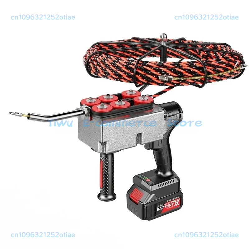 2025 Electric Brushless 30m Pipe Threading Machine Electrical Cable Cross Wire Pulling Tool Lithium Battery Threading Machine