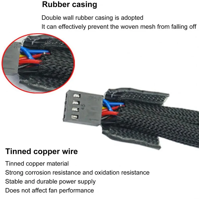 Dteedck cavo Splitter per ventola PWM a 4 pin da 1 a 3 vie raffreddato da 1 a 2/3/4 vie connettore della ventola di prolunga del cavo intrecciato di