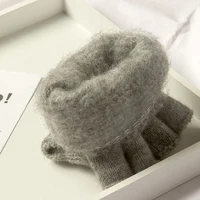 Knitted Fingerless Gloves Winter Thicken Warm Touch Screen Gloves for Men Women Gloves Warm Half Finger Student Gloves 4