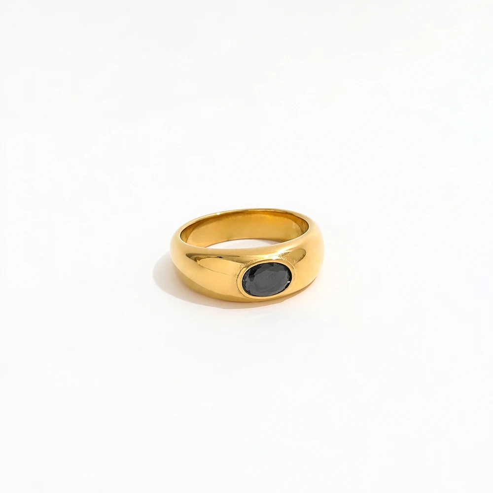 

Joolim High End PVD Waterproof Classic Black Crystal Ring for Women Stainless Steel Jewelry Wholesale