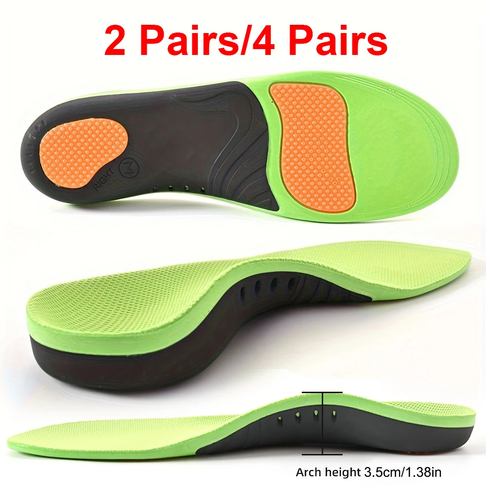 2/4Pairs Arch Support Insoles Orthopedic Shoes Sole Wear-resistant PU Material Comfortable And Elastic For Flat Feet  X/O Leg