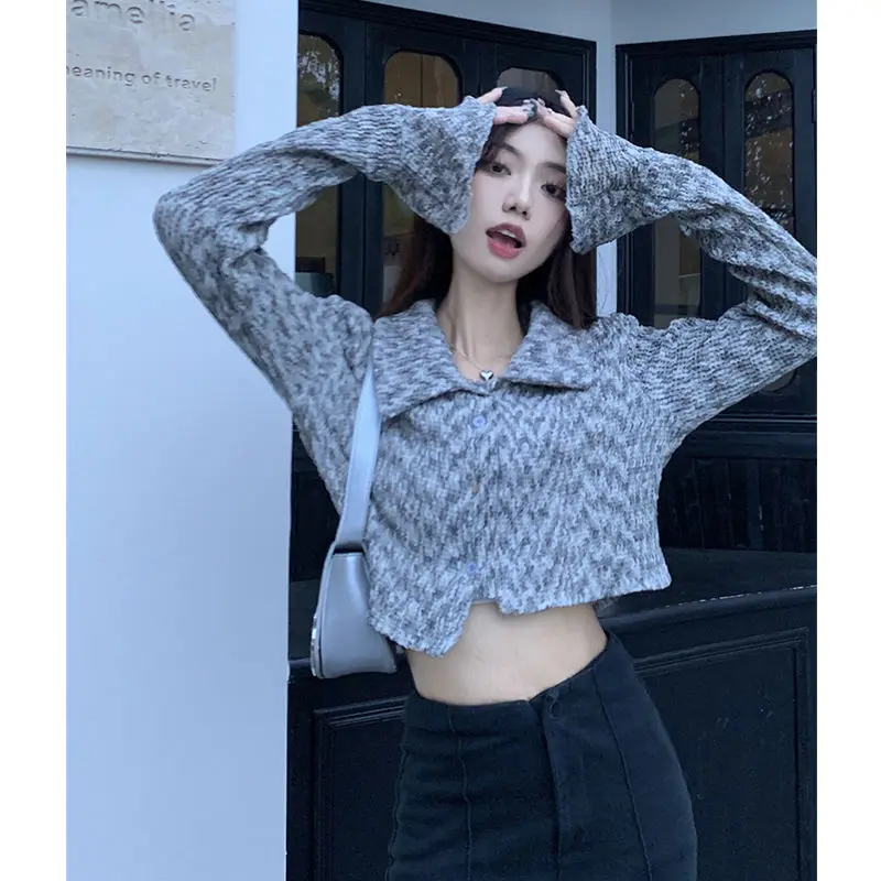 Korea Short Shirt Cardigan For Women'S Autumn New Thin Temperament Slim Women Irregular Short 2024