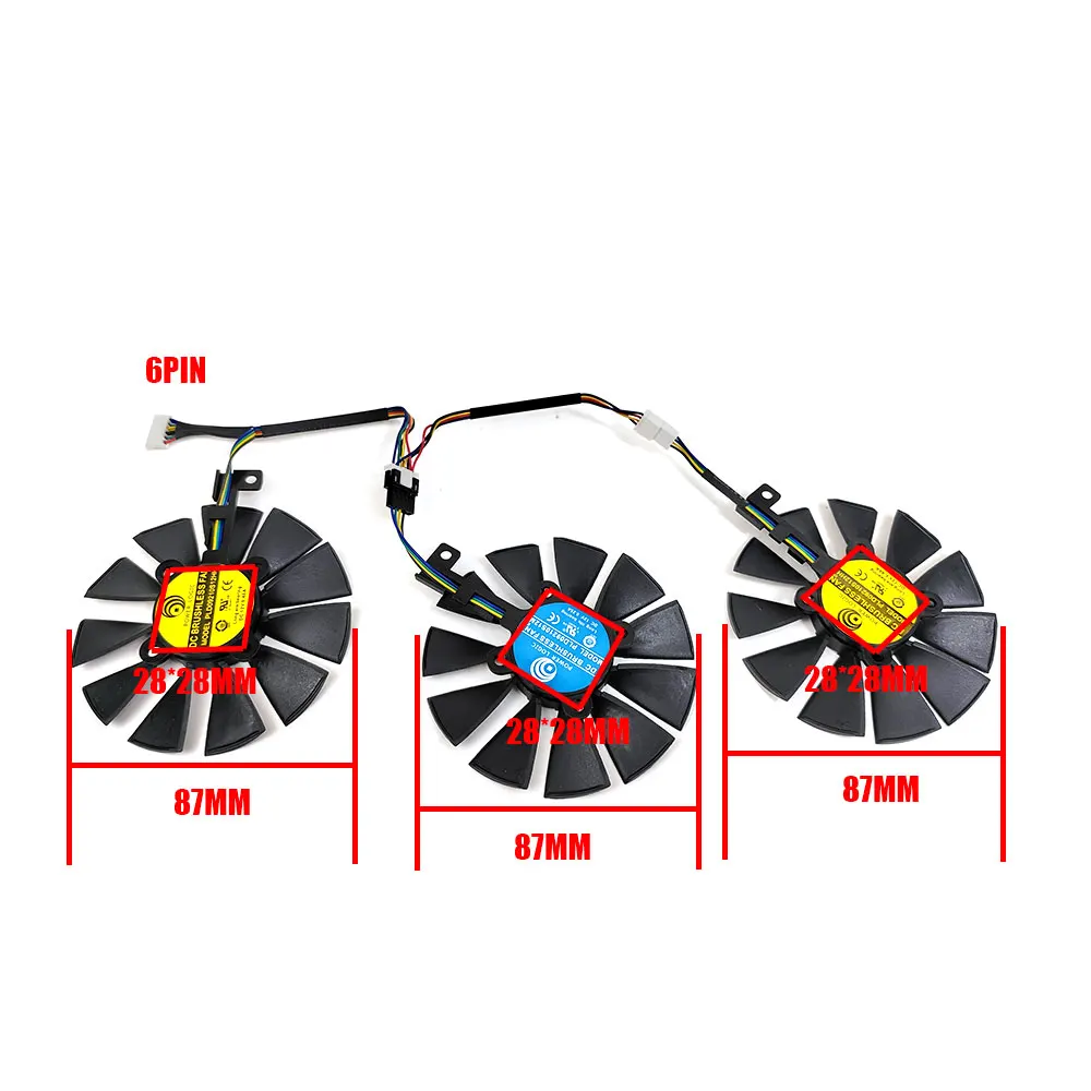 НОВЫЙ 6-контактный вентилятор RX VEGA64 VEGA56 87 мм для ASUS ROG-STRIX-RX 590 580 570 480 GTX 1080 1070 1060 R9 390 Вентилятор охлаждения видеокарты