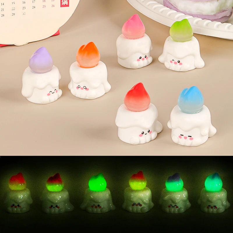 Mini Luminous Candle Baby Statue Micro Landscape Desk Decoration Car Dashboard Home Garden Ornaments