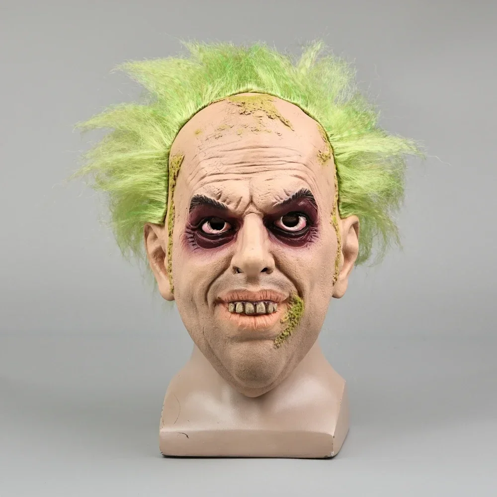 New Rubie Betlece Mask with Wig Halloween Horror Scary Cosplay Latex Mask Masquerade Fancy Dress Carnaval Mask for Men