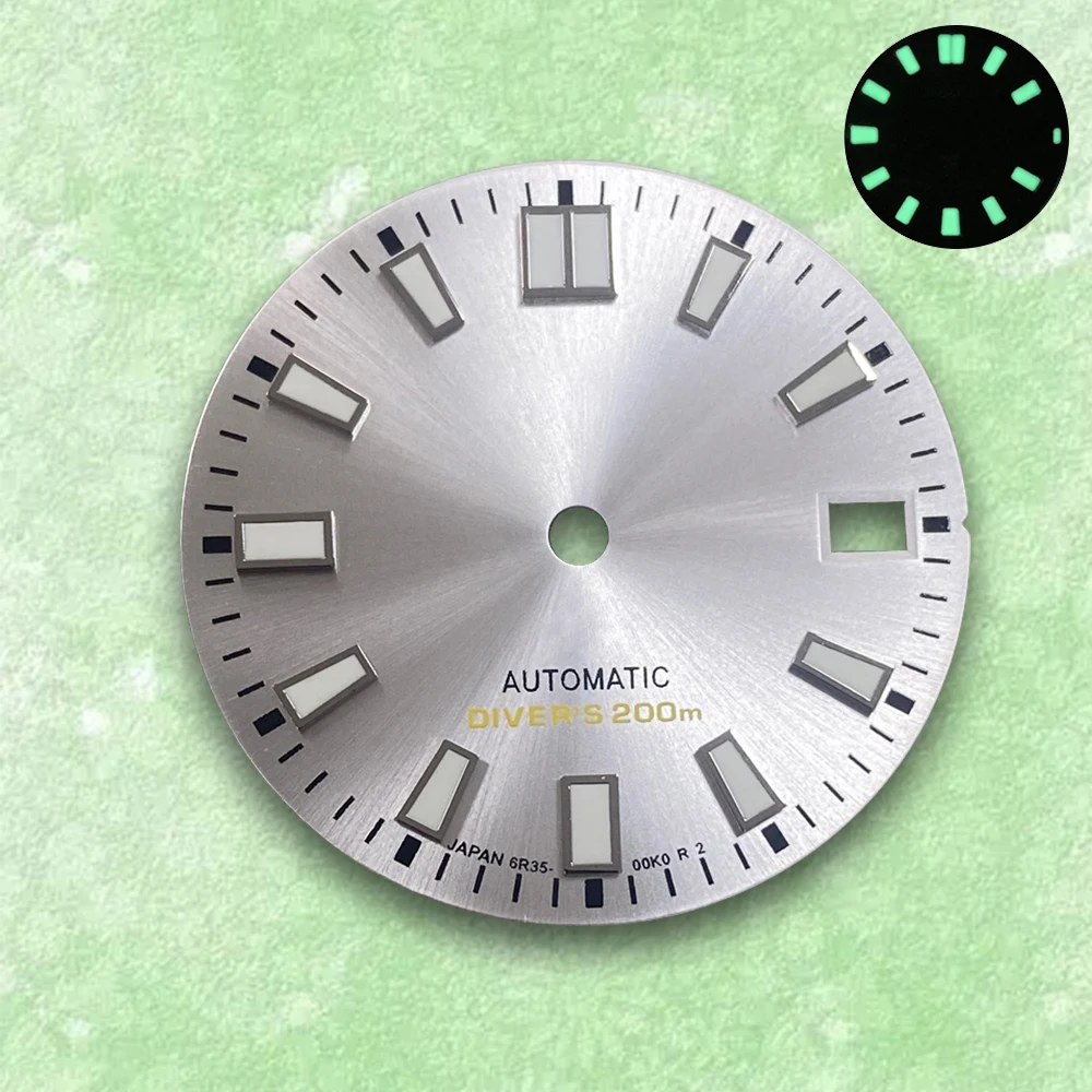 28.5mm S Logo Dial Suitable For NH35/NH36 Japanese Automatic Movement Green Luminous Watch Modification Accessories