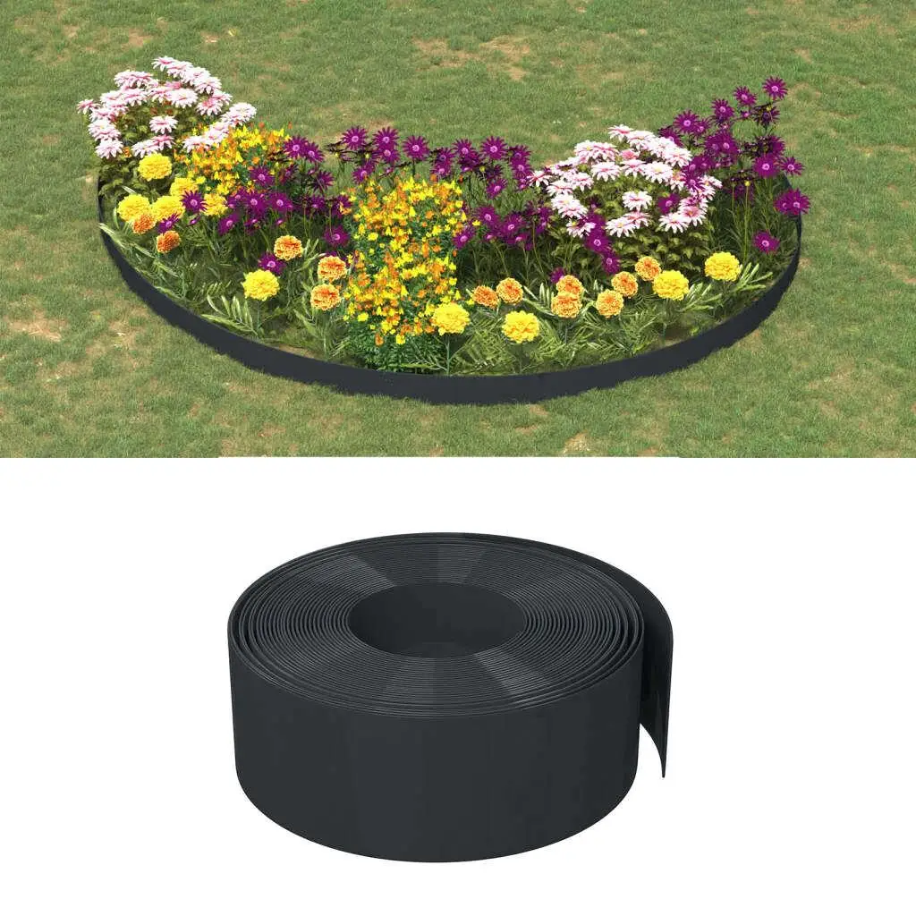 Tuinrand Zwart 10m 20cm Polyethyleen Landschapsrandrol Duurzame flexibele gazonverdeler
