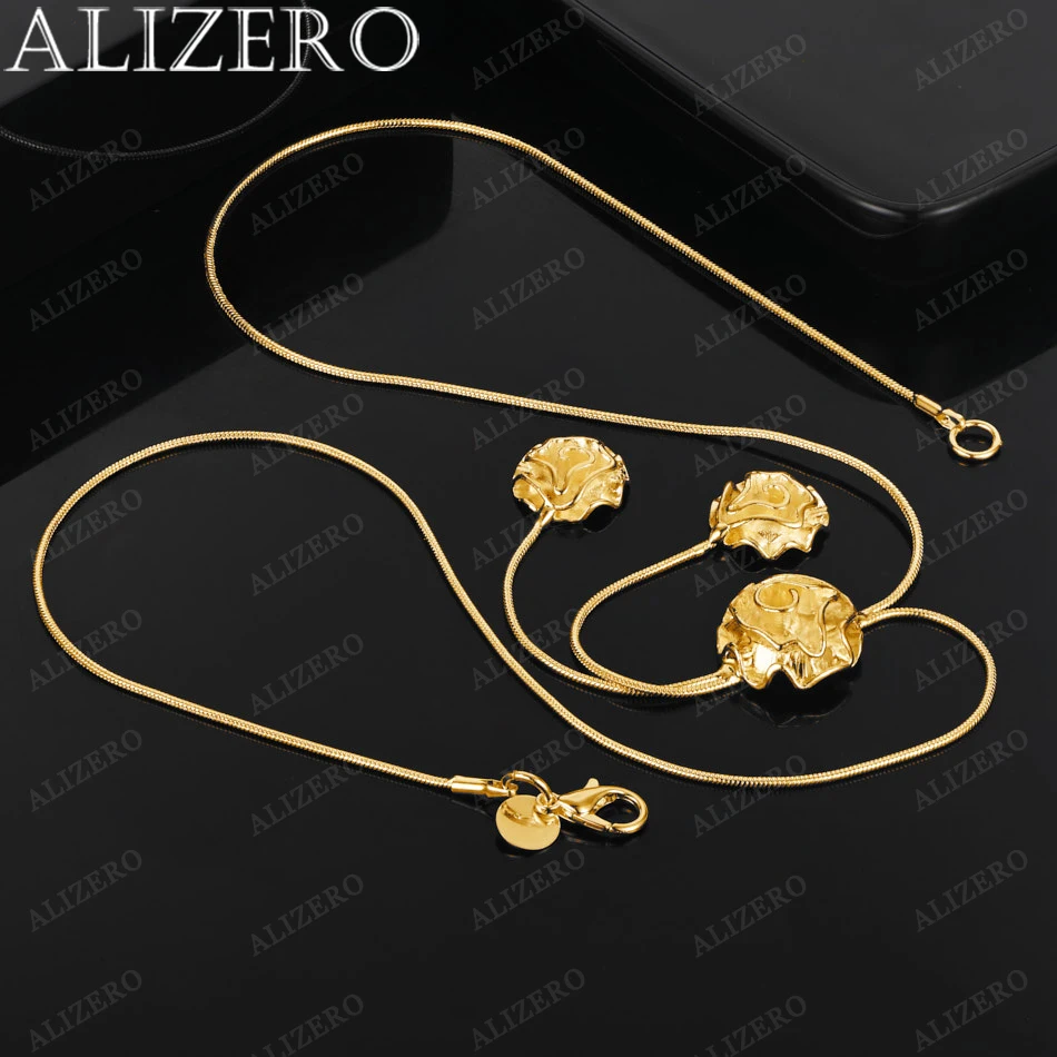 

ALIZERO 18K Gold Three Rose Flowers Pendant Necklaces 20 Inches Women Fine Jewelry Wholesale Wedding Accessories Necklace