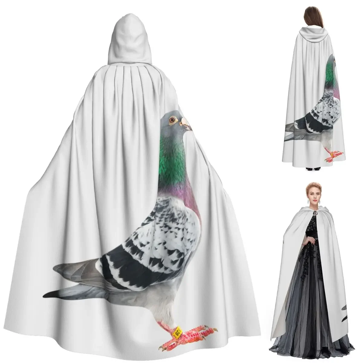 

Длинный плащ с капюшоном «Серые голуби», средневековый костюм ведьмы, накидка для косплея, накидка на Хэллоуин, вечеринка для взрослых, унисекс