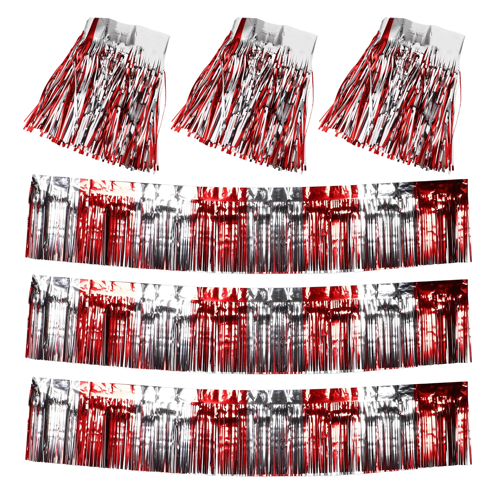 

6Pcs Silk Fringe Curtain Backdrop Reflective Metallic Streamer Decor for Wedding Birthday Valentine Day Graduation Celebration