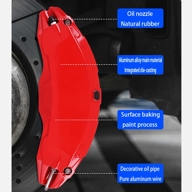 For Tesla Model 3/Y Caliper Covers Aluminum Model 3/Y Wheel Hub 2017-2024 Set Of 4, Sticker Will Be Included Brake Accessories