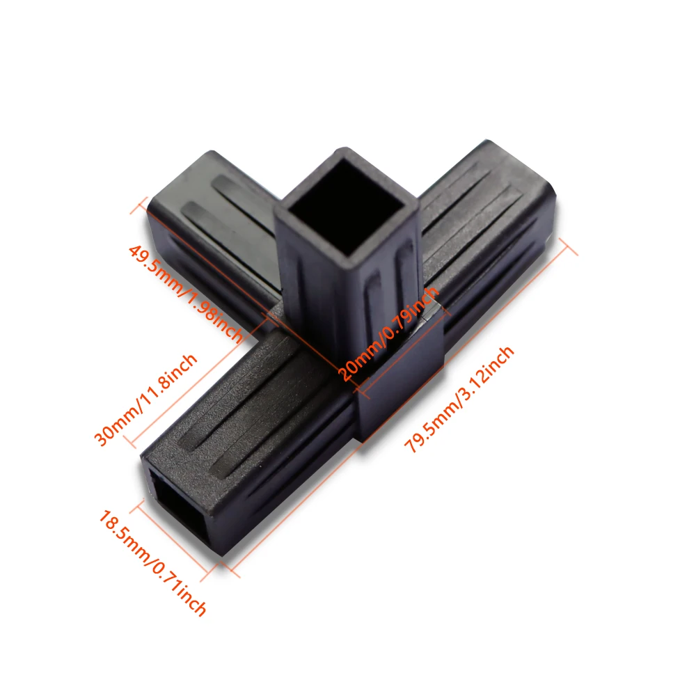 8 pieces of 0.78-inch/20mm plastic square tube joints, suitable for corner joints of 20mm/1-inch outer diameter square tubes, sh