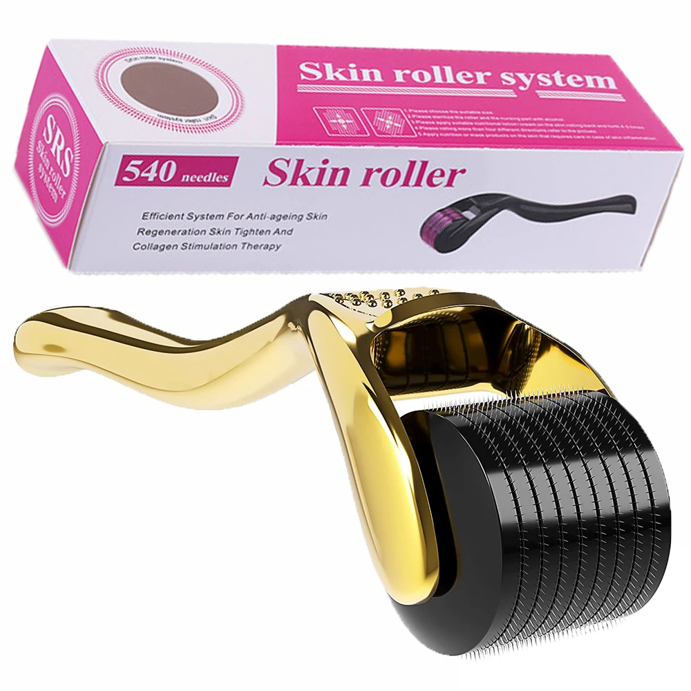 540 Titanium Derma Roller para barba, Microneedling Roller para homens e mulheres, Gold Hair Roller, 0.25mm