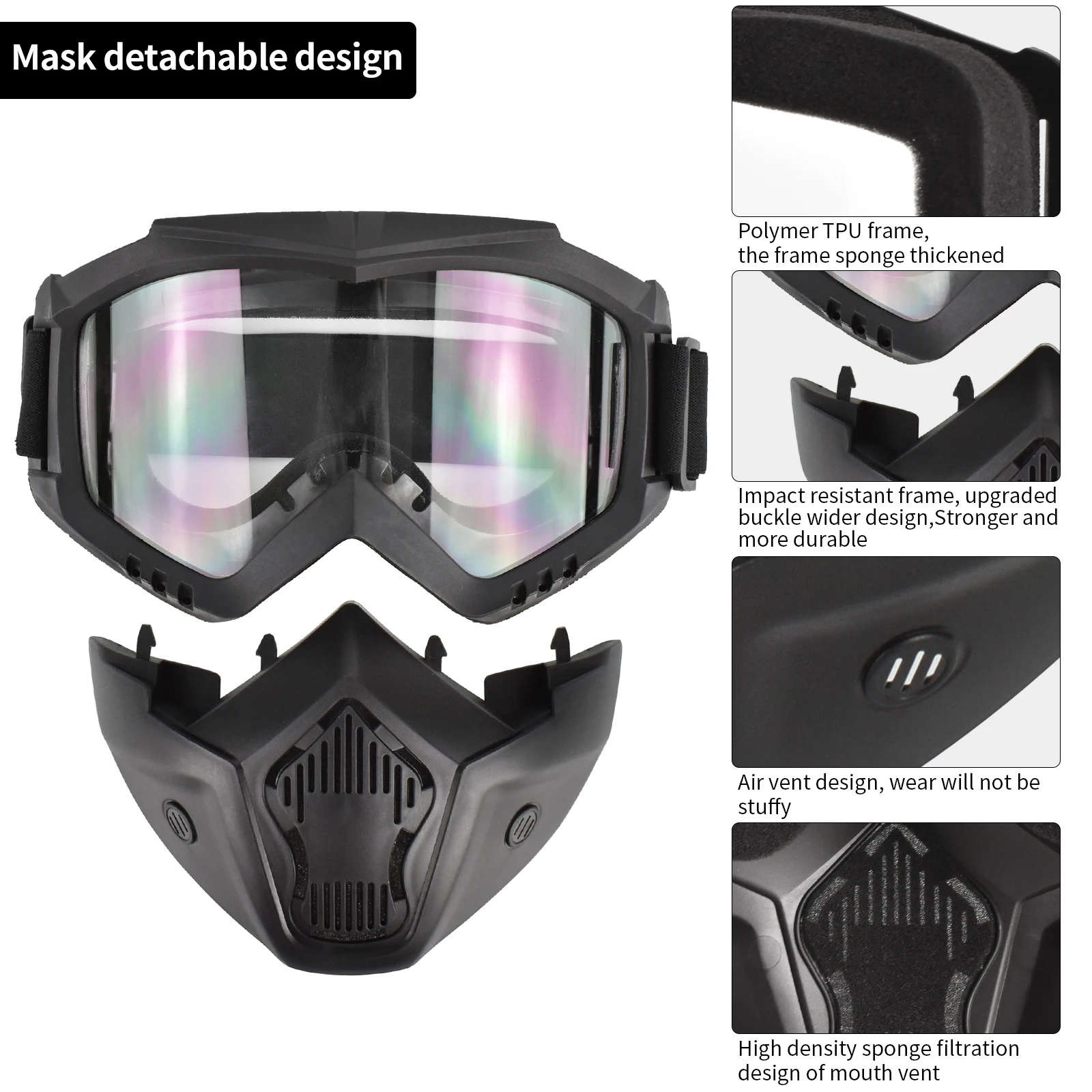 Occhiali per maschera per pistola giocattolo per bambini Fai finta di giocare Sport all'aria aperta Moto Bicicletta Snowboard Equitazione Accessorio per costume