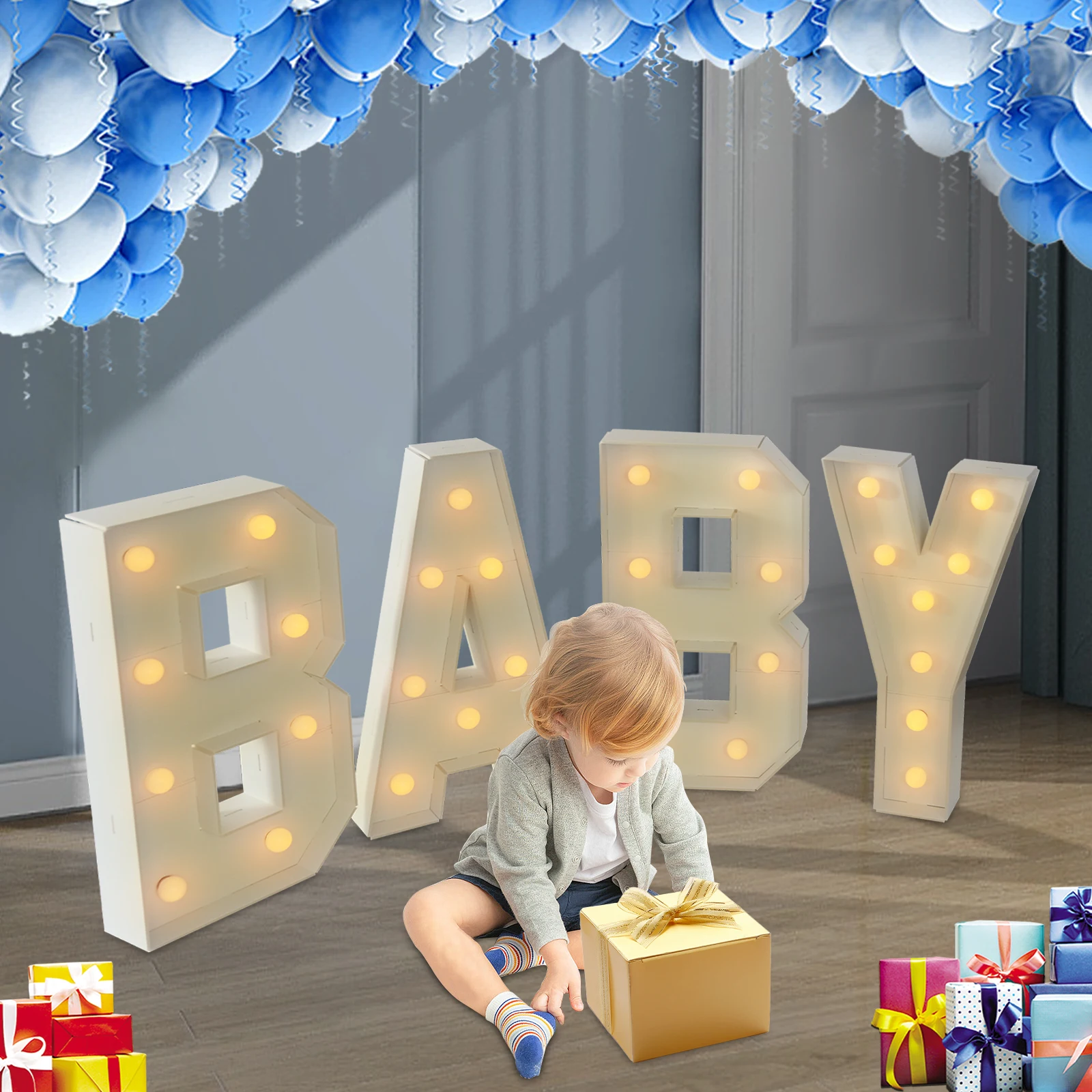 

100CM Party Decorations BABY Light Letters Kit Giant LED Anniversary Decor Freestanding Alphabet Home Light Up Lamp Decorative