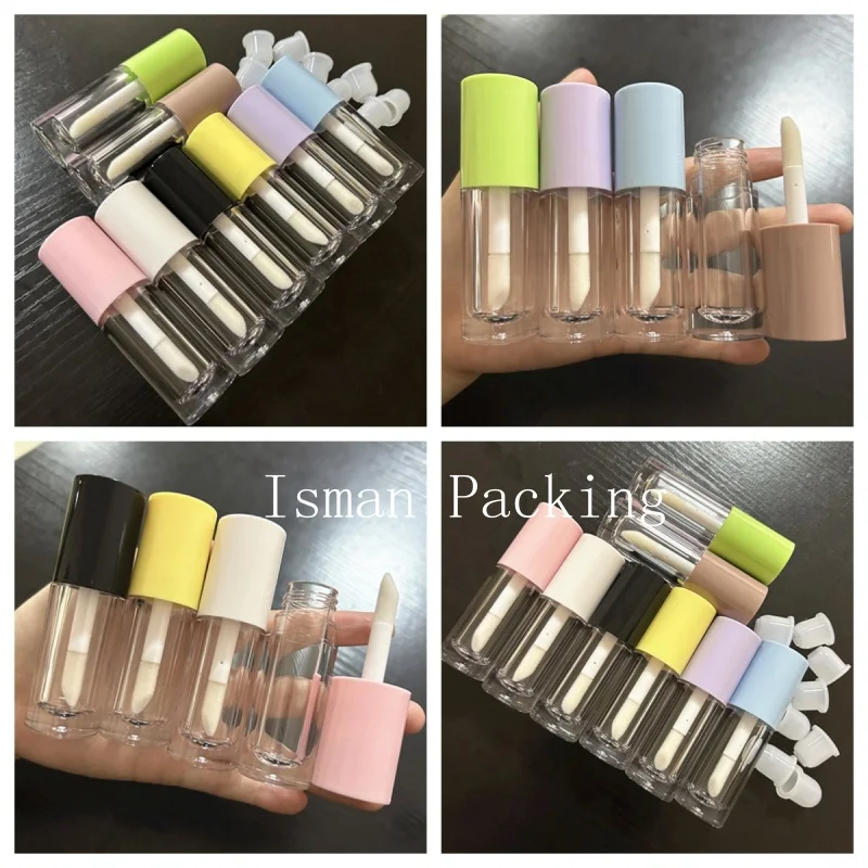 

50Pcs Wholesale Big Brush 6ml Black White Pink Yellow Lipgloss Containers Tube Empty Lip Gloss Tubes With Big Wands