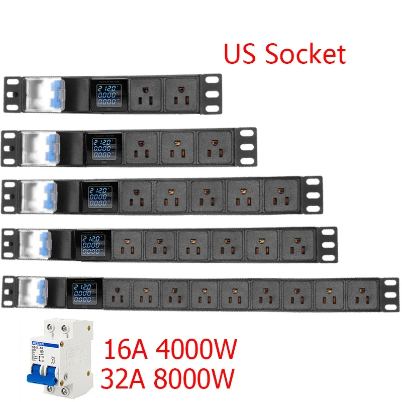 distribuicao de tiras de potencia pdu interruptor de ar 28 way 3pin tomada eua ampere volt watt medidor de display digital 16 a 32a unidade de 01