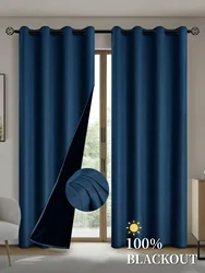 1pc 100% Blackout Curtains with Grommet Top , Curtains for Living Room, Bedroom, Kitchen, Home Decor, Room Decoration