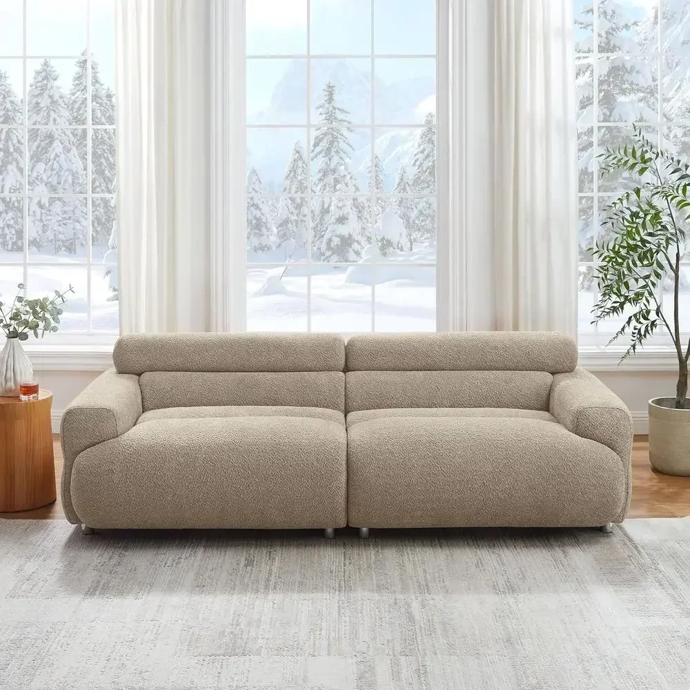 90 Extra Large 3 Seater Deep Seat Boucle Upholstered Sofa for Comfortable Living Rooms