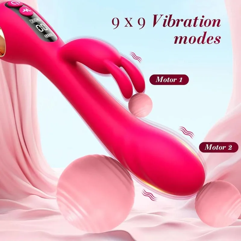 Vibrator Kelinci Digital Display Stimulator Titik G Klitoris Pemijat Puting Dildo Mainan Seks Masturbasi Wanita
