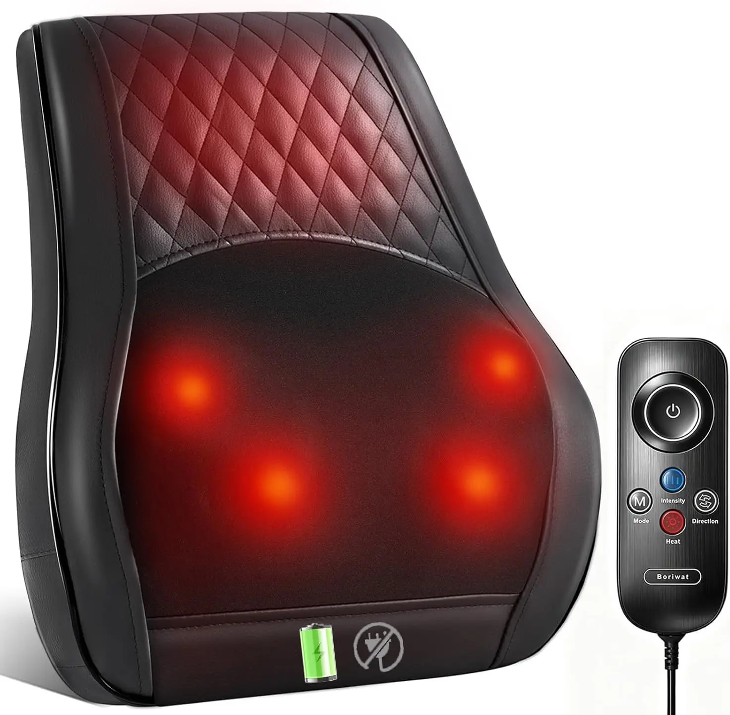 

Shiatsu Back Massager with Heat, Deep Tissue Kneading, Cordless Rechargeable, 3 Speeds, Gift for Men Women