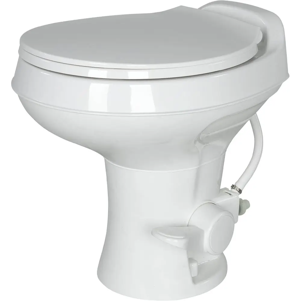 Flow Max White RV Camper Toilet with Round Plastic Bowl, 18