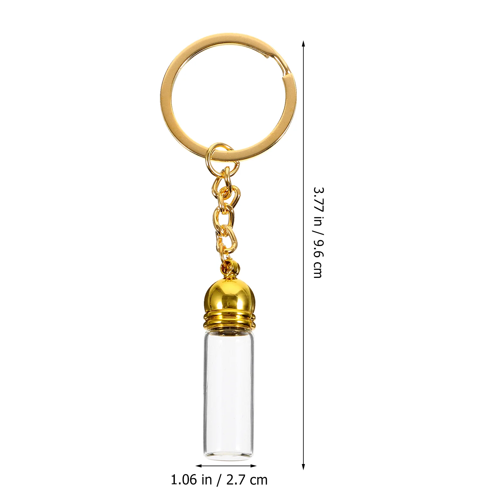 Spice Container Glass Bottle Pendant with Keychain Travel Size Perfume Decorate Golden Portable Mini Refillable