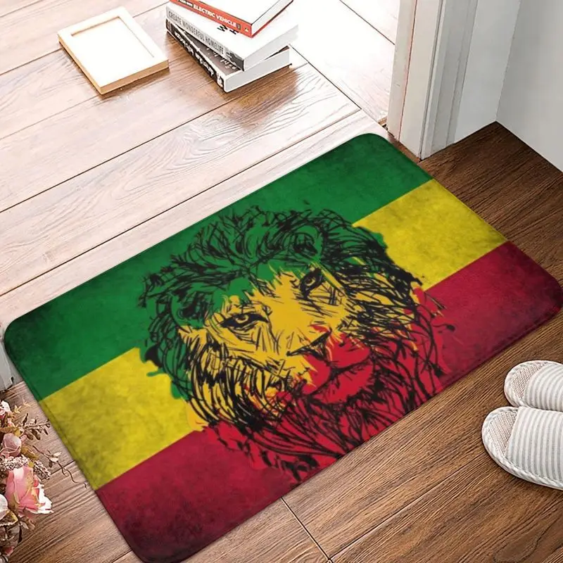 Custom Lion Of Judah Rasta Jamaican Reggae Doormat Mat Anti-Slip Rastafarian Art Bathroom Kitchen Garden Rug Carpet 40*60cm