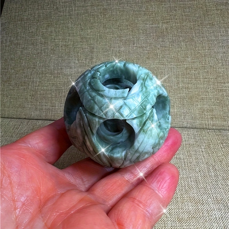 1pc Natural Lushan Stone Ball, a Ball Within a Ball, Exquisite Hollow Carved Ball, Double Ball Inside And Out